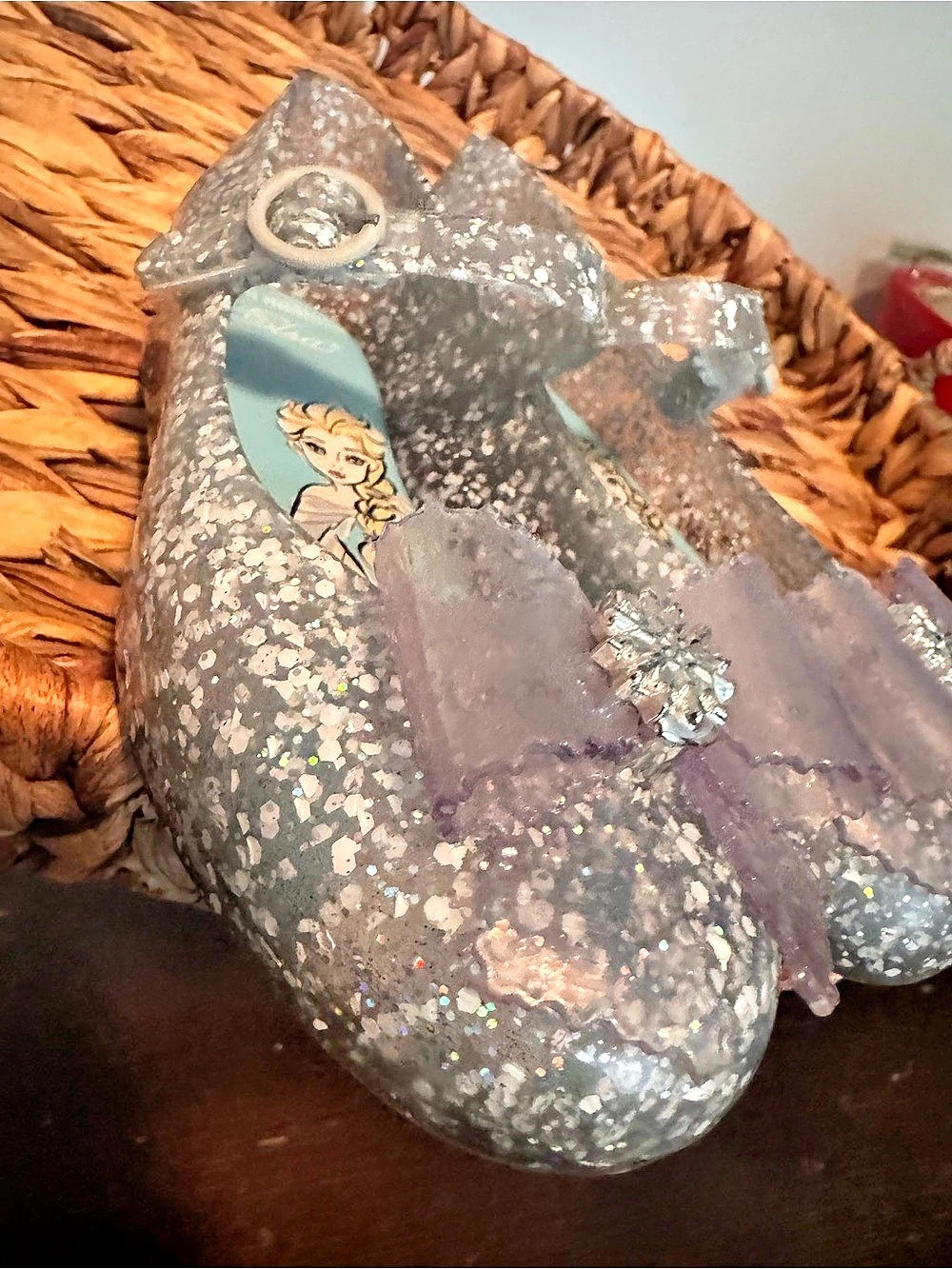 mini melissa Frozen Elsa Glitter Mary Jane Flats in Gray - Picture 5 of 11